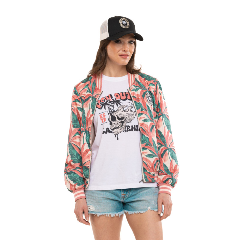 Bombers Satin Mi saison Rose TROPICAL | Femme - Vondutch | Von Dutch