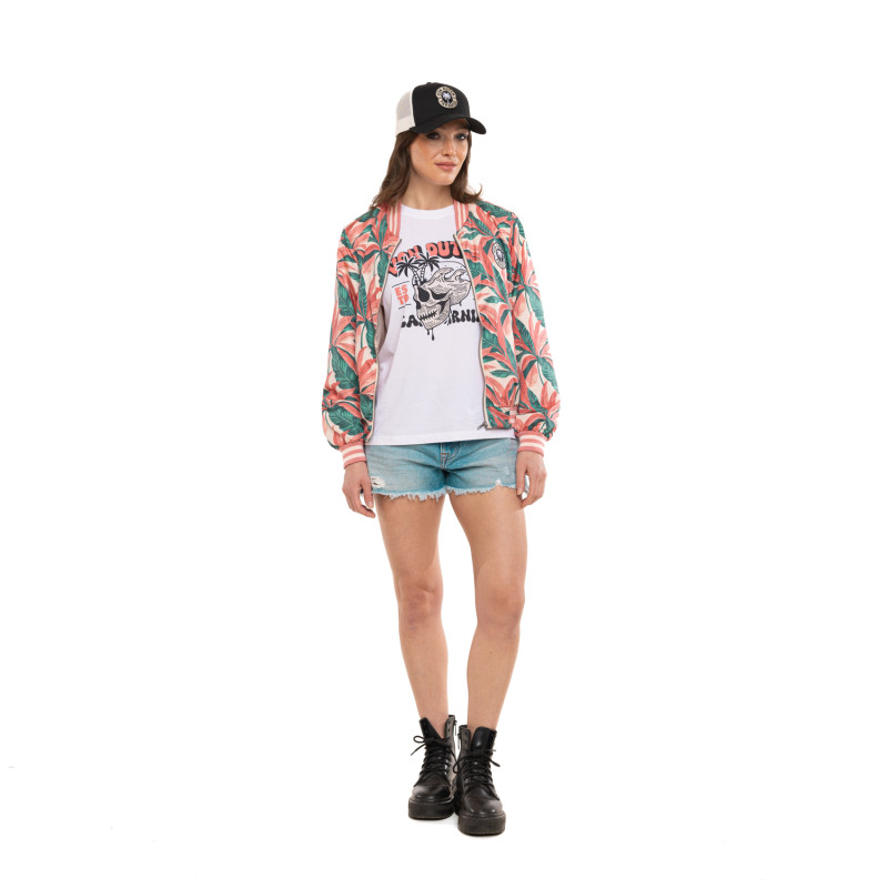 Bombers Satin Mi saison Rose TROPICAL | Femme - Vondutch | Von Dutch