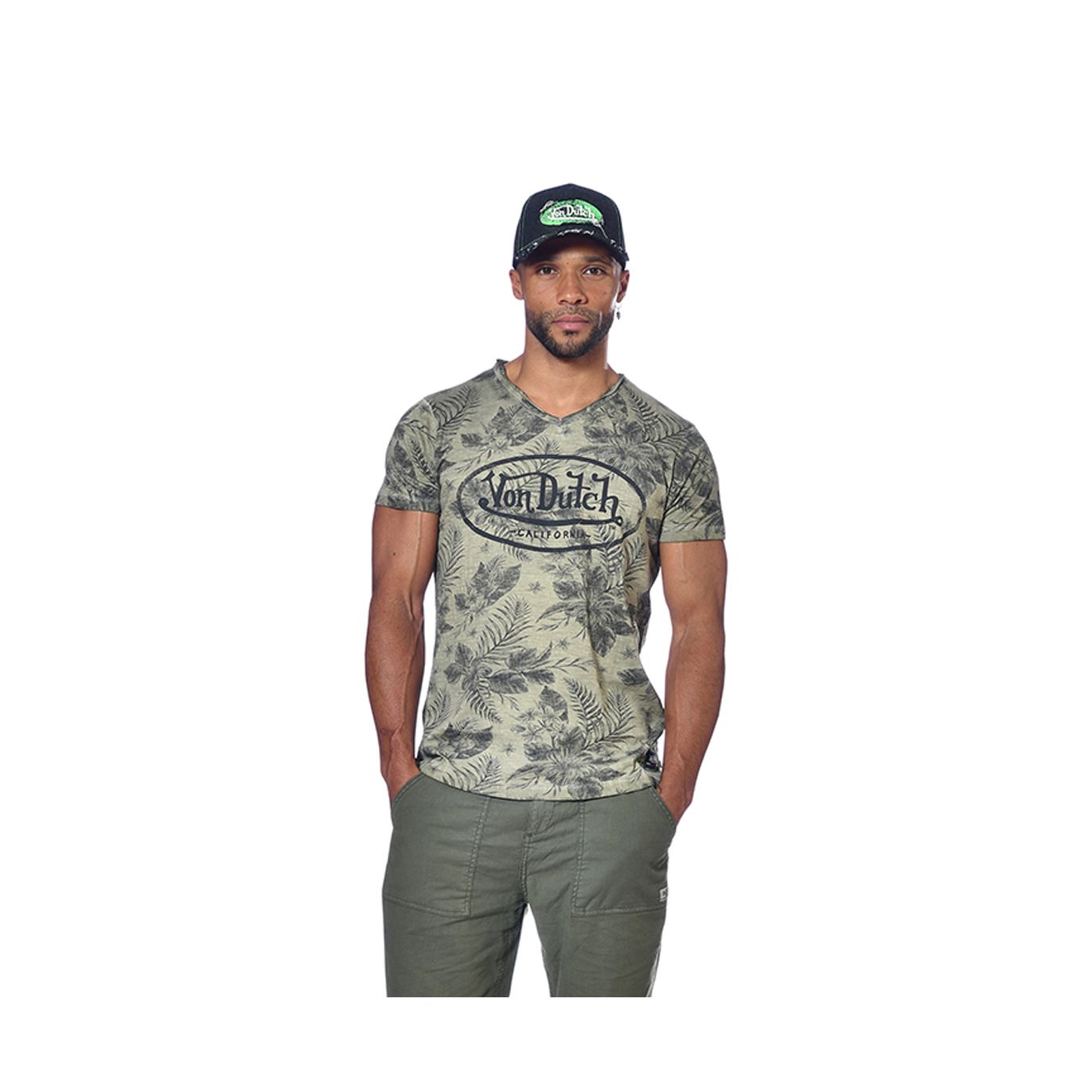 T-shirt homme col V Ron en coton Von Dutch 