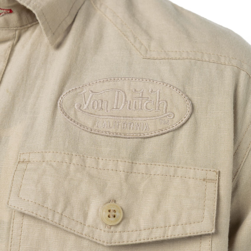 Chemise homme en coton et lin broderie au dos Lino