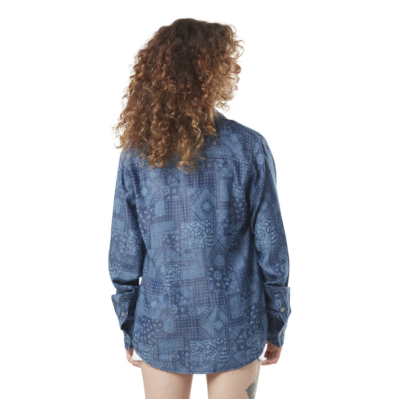 Chemise femme manches longues effet jean Paisley