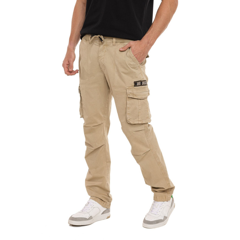 Pantalon droit homme type cargo en canvas avec patchs Fight