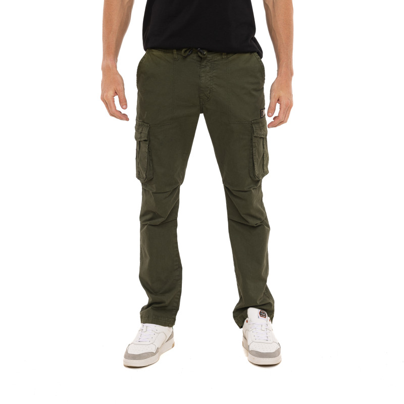 Pantalon droit homme type cargo en canvas avec patchs Fight