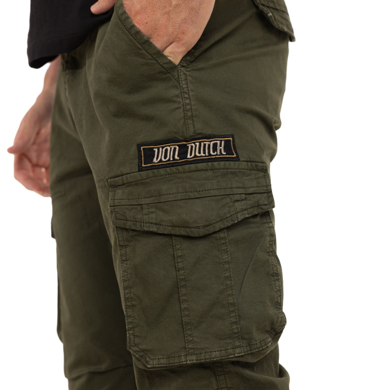 Pantalon droit homme type cargo en canvas avec patchs Fight