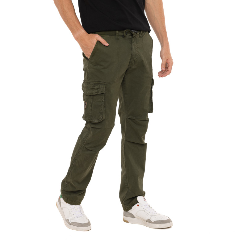 Pantalon droit homme type cargo en canvas avec patchs Fight