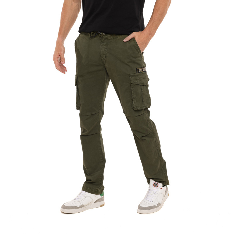 Pantalon droit homme type cargo en canvas avec patchs Fight