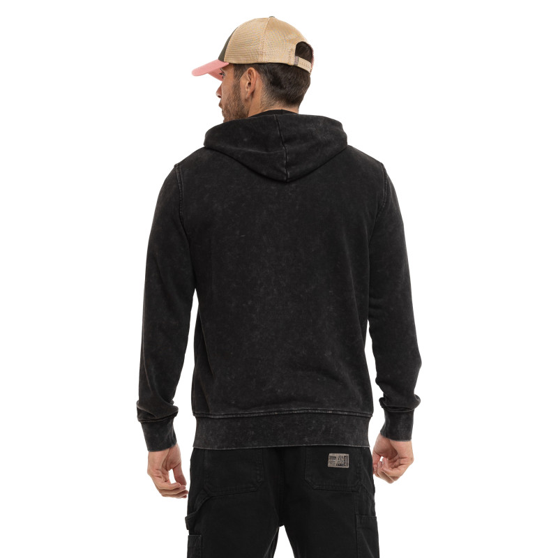 Sweat zippé homme à capuche french terry effet acid wash Viny
