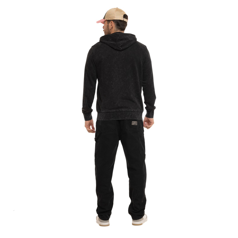Sweat zippé homme à capuche french terry effet acid wash Viny
