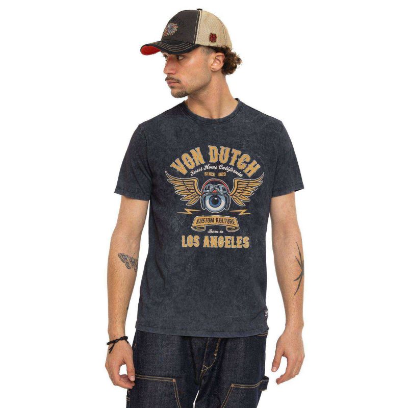 T-shirt homme col rondRegular fit en Jersey effet Acid wash Seeing