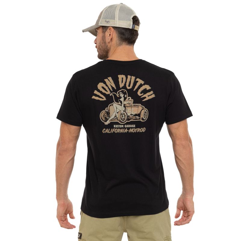 T-shirt homme col V Regular fit en Jersey imprimé poitrine et dos Hot