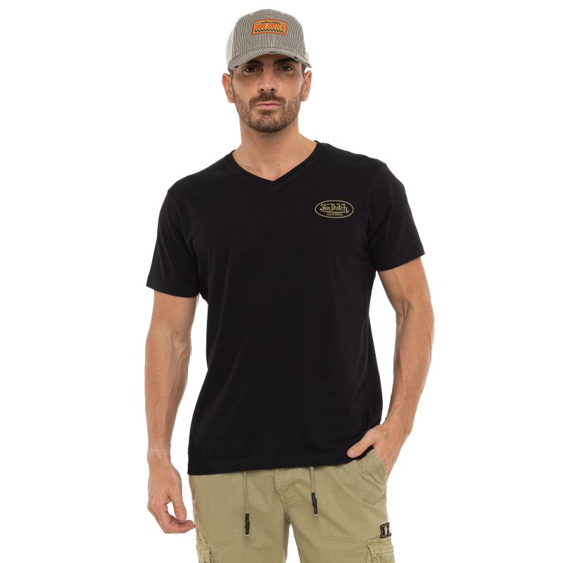 T-shirt homme col V Regular fit en Jersey imprimé poitrine et dos Hot