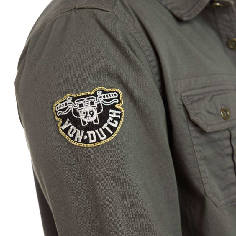 Chemise homme manches longues en twill avec patchs Ivy