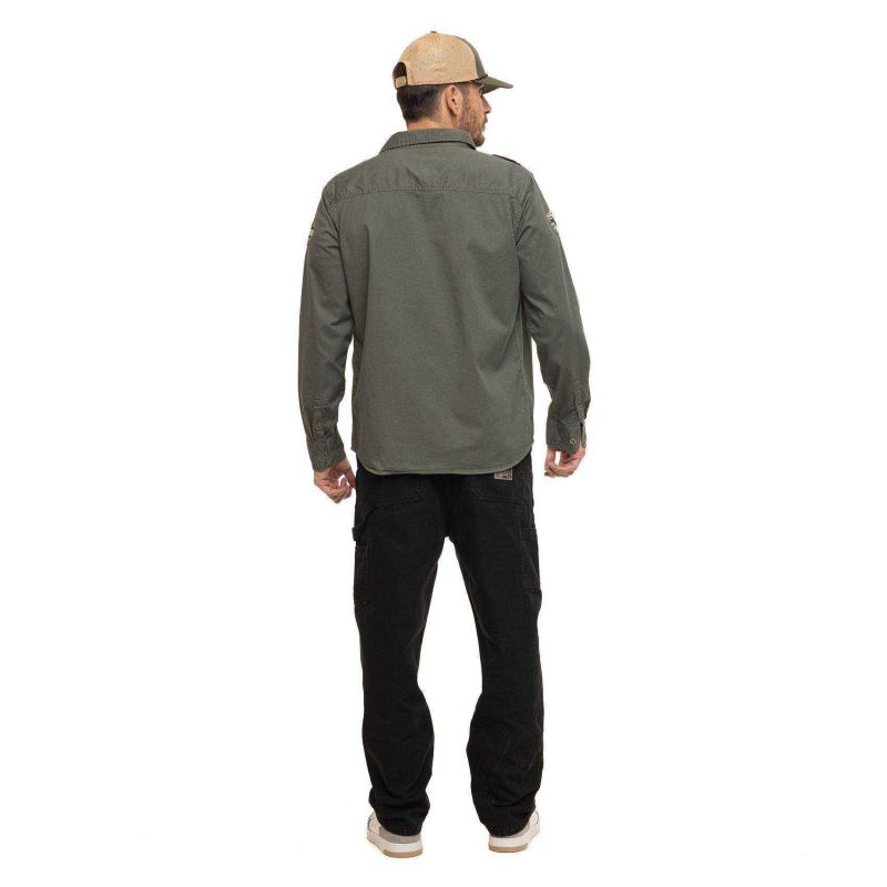 Chemise homme manches longues en twill avec patchs Ivy