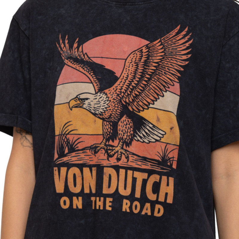 T-shirt femme col rond regular acid wash print devant et dos Eagle - Photo 2