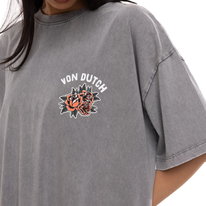 T-shirt femme relax fit col rond lava dye print devant et dos Hand - Photo 2