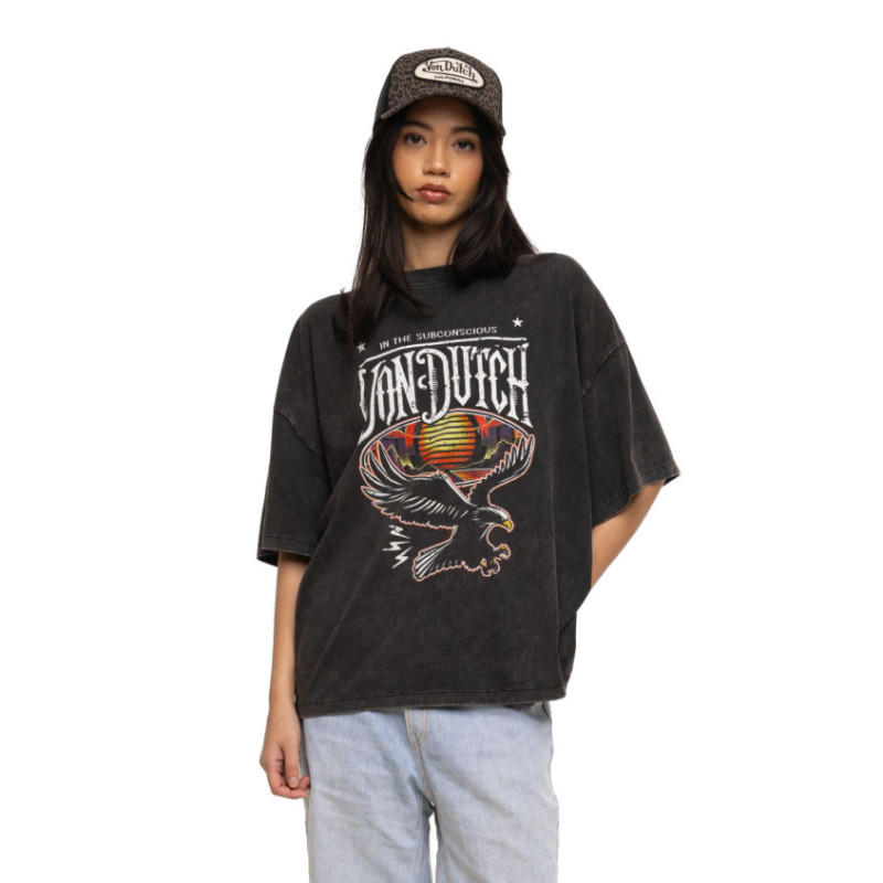 T-shirt femme oversize col rond lava dye print devant Road - Photo 1