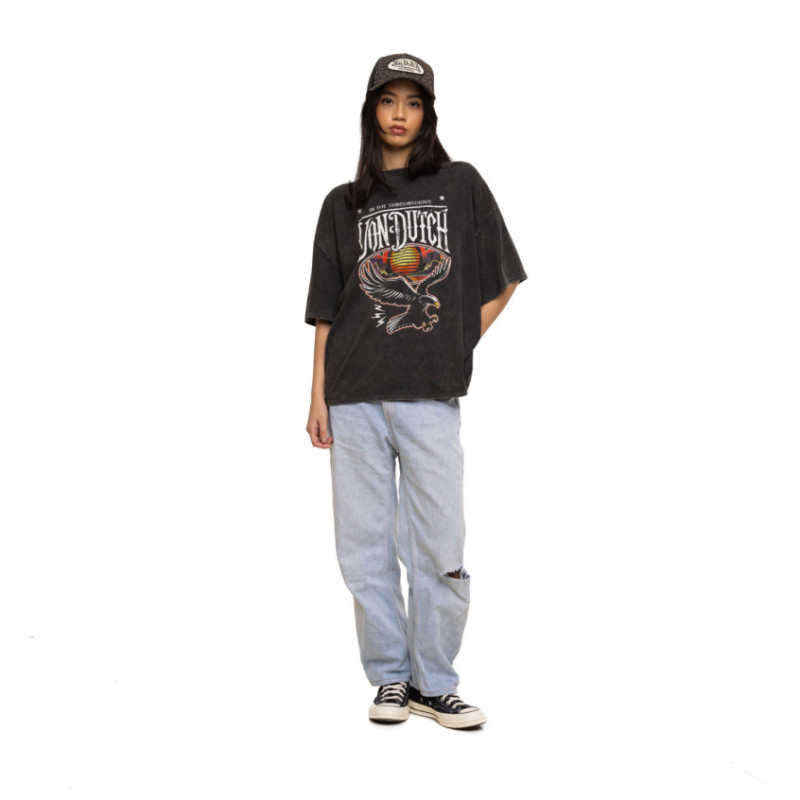 T-shirt femme oversize col rond lava dye print devant Road - Photo 4