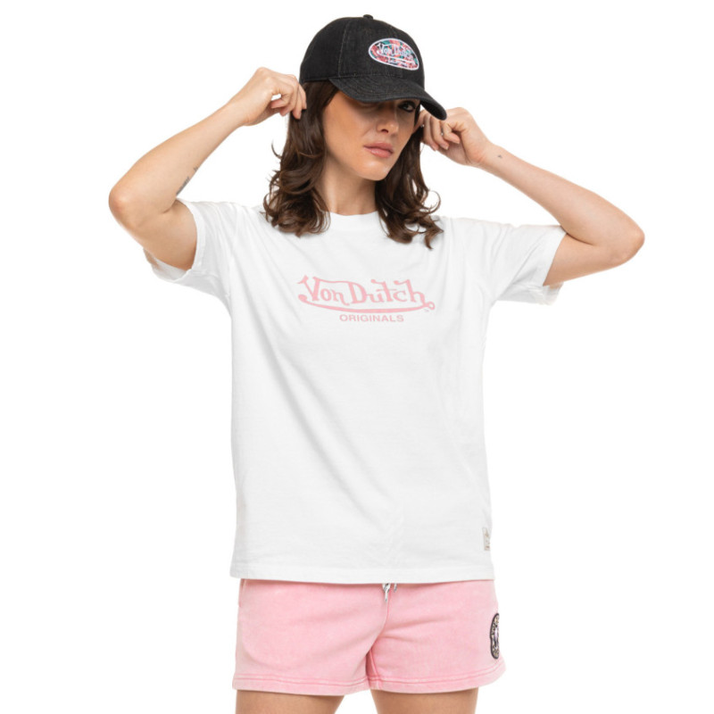 T-shirt femme regular col rond print devant Wash