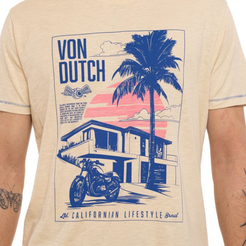 T-shirt homme regular fit col rond en Slub jersey Palm - Photo 2