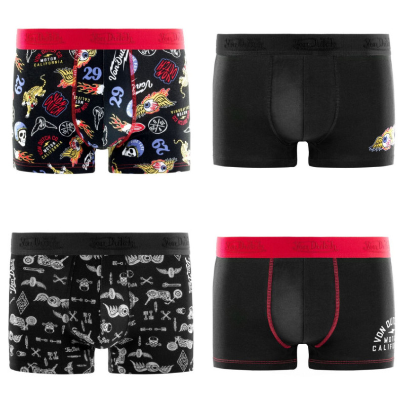 Lot de 4 boxers homme en coton uni et imprimé AOP - Photo 1