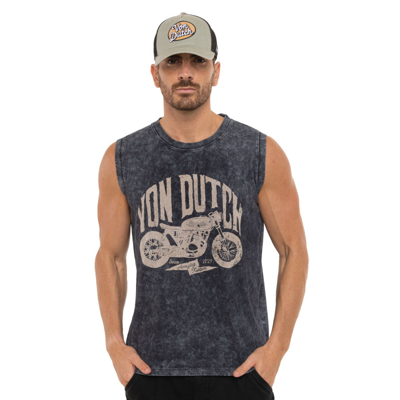 Débardeur Gris coupe Régular Col rond effet Délavé, Tie and Dye MOTO | homme - Vondutch | Von Dutch