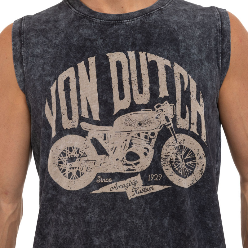 Débardeur Gris coupe Régular Col rond effet Délavé, Tie and Dye MOTO | homme - Vondutch | Von Dutch