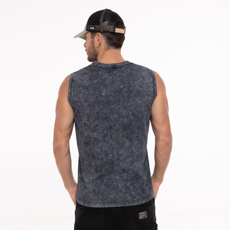 Débardeur Gris coupe Régular Col rond effet Délavé, Tie and Dye MOTO | homme - Vondutch | Von Dutch