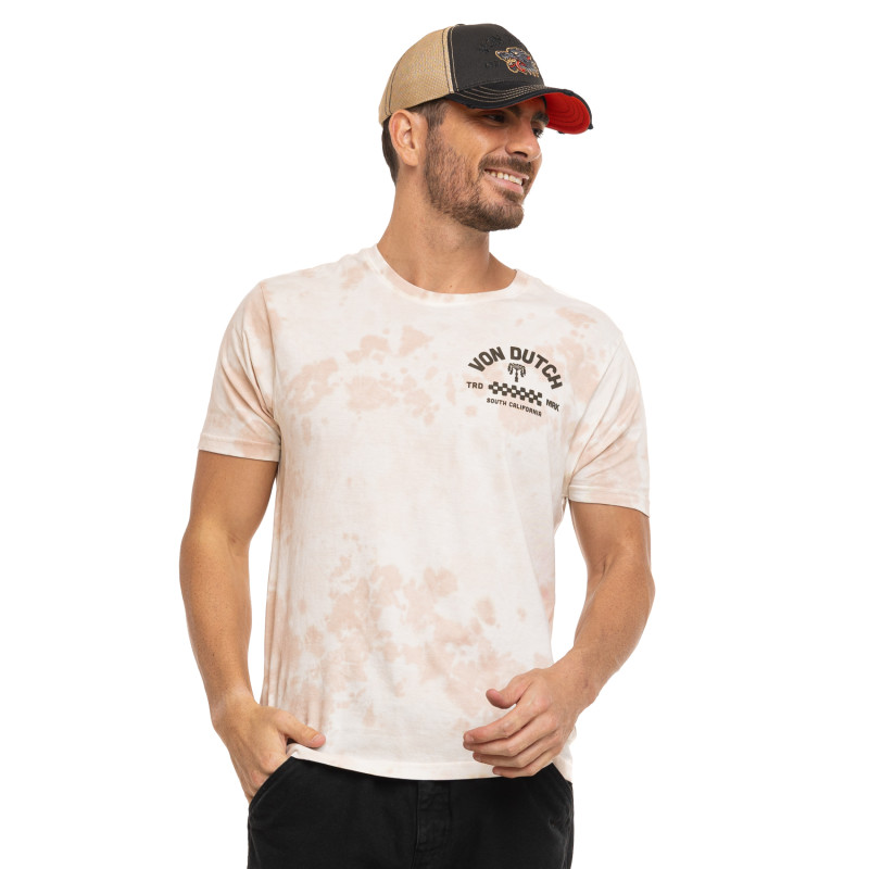 Tee Shirt Beige coupe Régular Col rond effet Tie and Dye SOUTH | Homme - Vondutch | Von Dutch