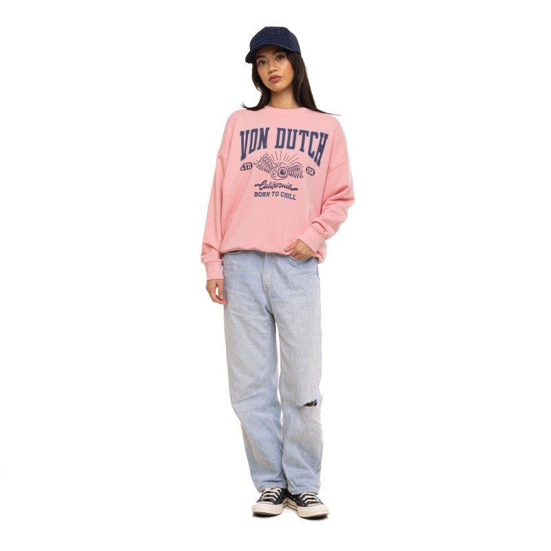 Sweat Sans capuche coupe Oversize Rose COLLEGE | Femme - Vondutch | Von Dutch