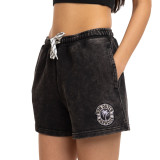 Short femme uni acid wash lien de serrage et patch côté Palm Paradise