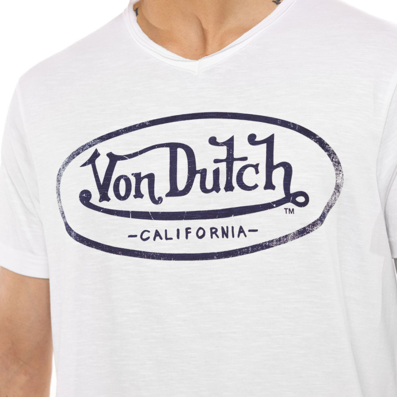 T-shirt homme en jersey col V rouloté imprimé devant Ron