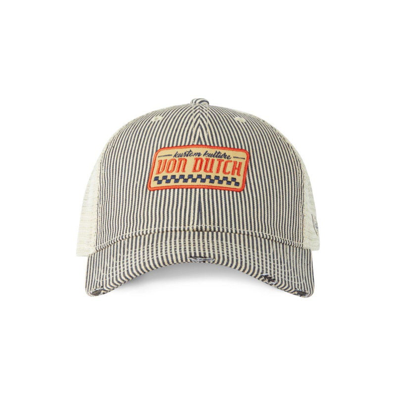 Casquette Vondutch Bleue Trucker Snapback en Denim effet Usé MAC