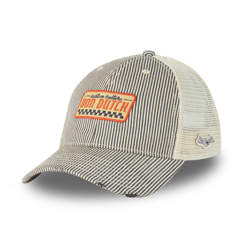 Casquette Vondutch Bleue Trucker Snapback en Denim effet Usé MAC