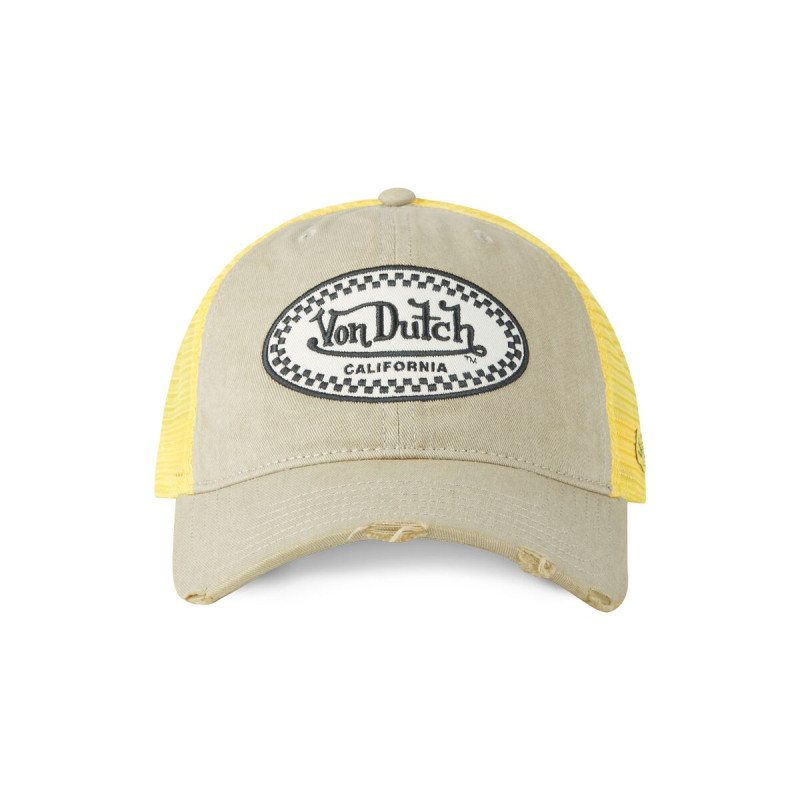 Casquette Vondutch Jaune Trucker Snapback en Denim effet Usé MAC