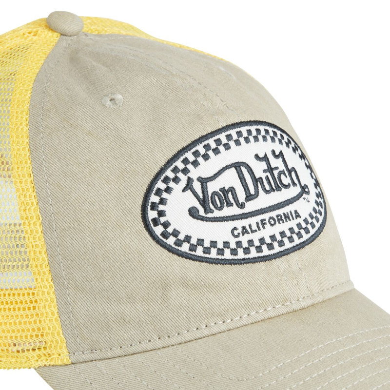 Casquette Vondutch Jaune Trucker Snapback en Denim effet Usé MAC