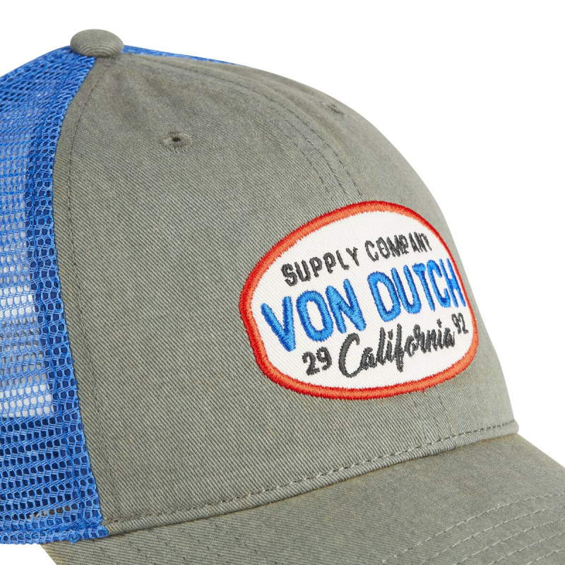 Casquette Vondutch Kaki Trucker Snapback en Denim effet Usé MAC