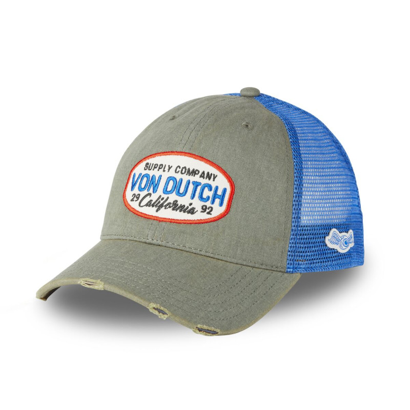 Casquette Vondutch Kaki Trucker Snapback en Denim effet Usé MAC