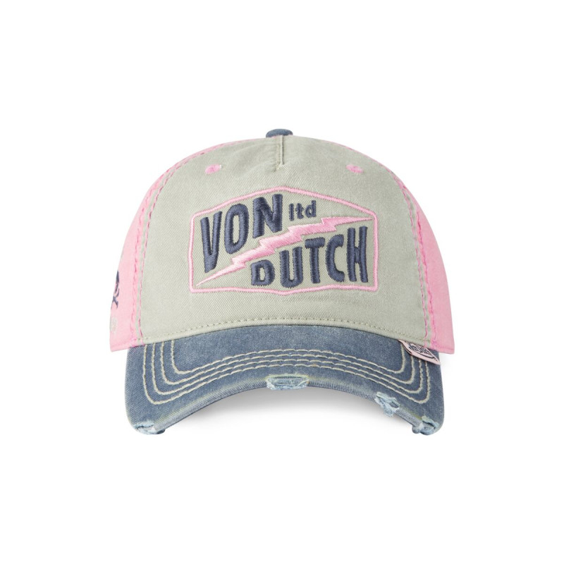 Casquette Vondutch Rose Baseball Strapback / Boucle en Denim effet Usé RETRO