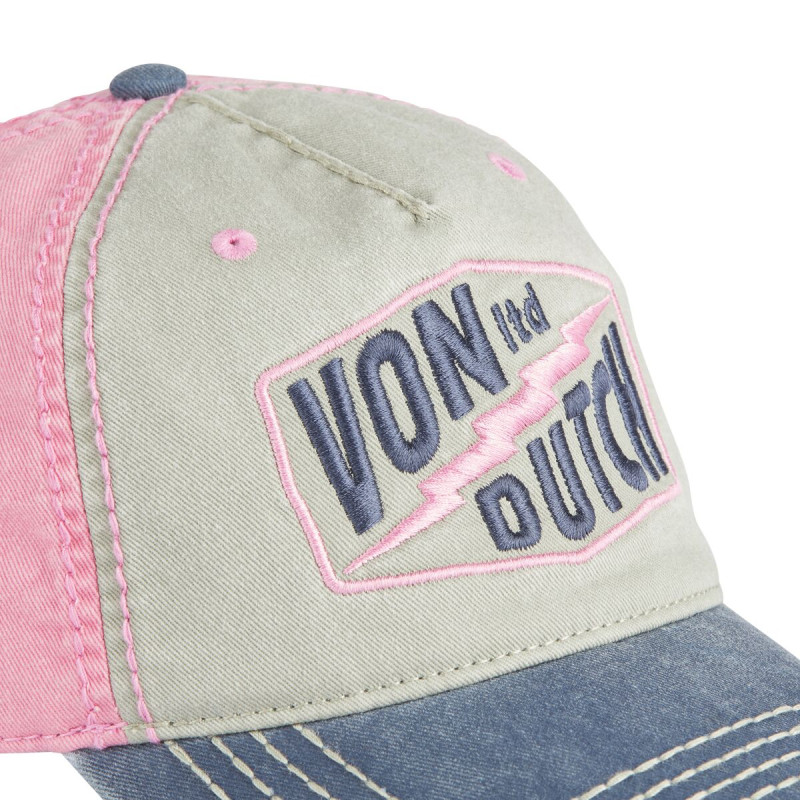 Casquette Vondutch Rose Baseball Strapback / Boucle en Denim effet Usé RETRO