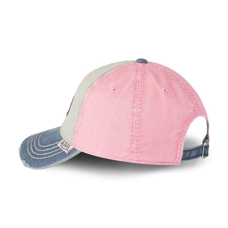 Casquette Vondutch Rose Baseball Strapback / Boucle en Denim effet Usé RETRO