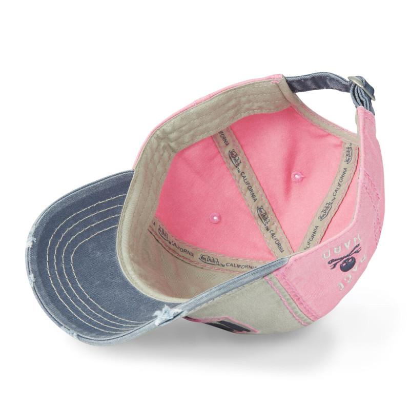 Casquette Vondutch Rose Baseball Strapback / Boucle en Denim effet Usé RETRO