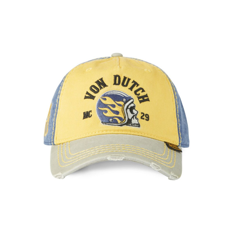 Casquette Vondutch Jaune Baseball Strapback / Boucle en Denim effet Usé RETRO
