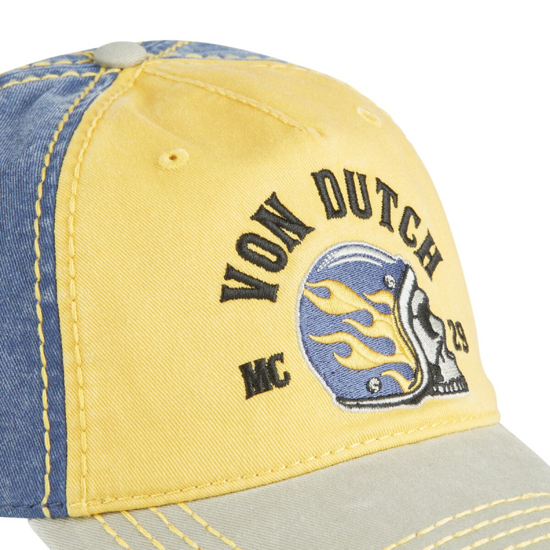 Casquette Vondutch Jaune Baseball Strapback / Boucle en Denim effet Usé RETRO
