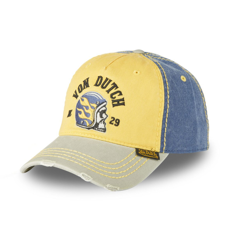 Casquette Vondutch Jaune Baseball Strapback / Boucle en Denim effet Usé RETRO