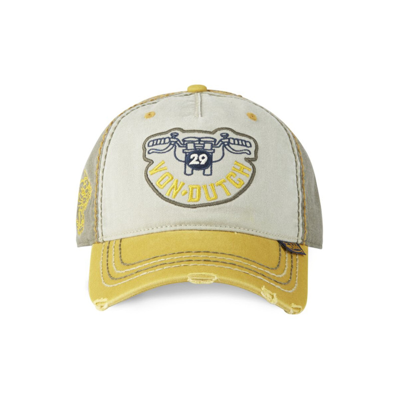 Casquette Vondutch Jaune Baseball Strapback / Boucle en Denim effet Usé RETRO