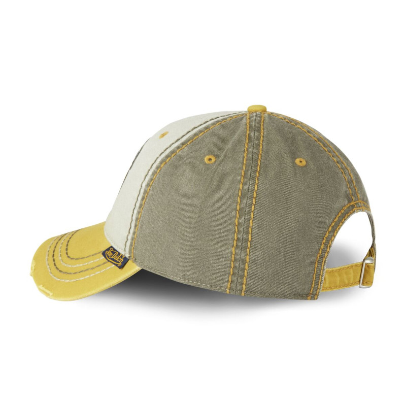 Casquette Vondutch Jaune Baseball Strapback / Boucle en Denim effet Usé RETRO