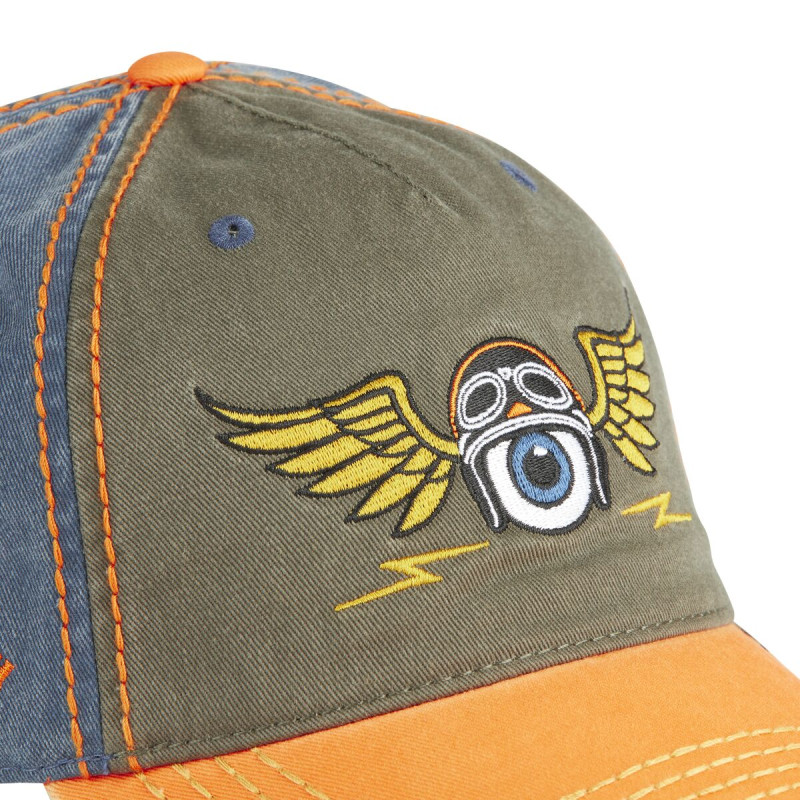 Casquette Vondutch Orange Baseball Strapback / Boucle en Denim effet Usé RETRO