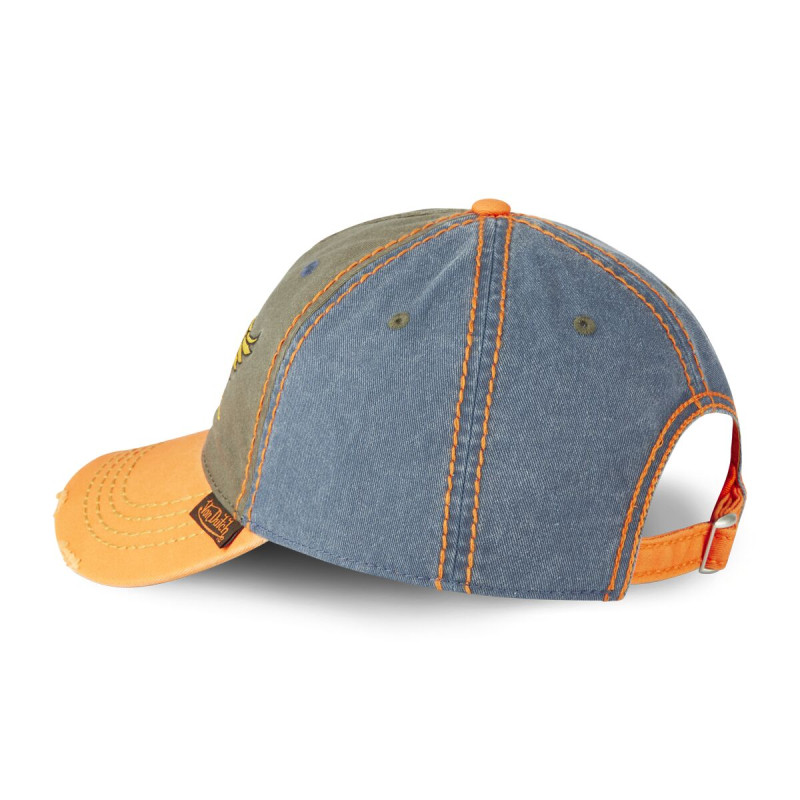 Casquette Vondutch Orange Baseball Strapback / Boucle en Denim effet Usé RETRO