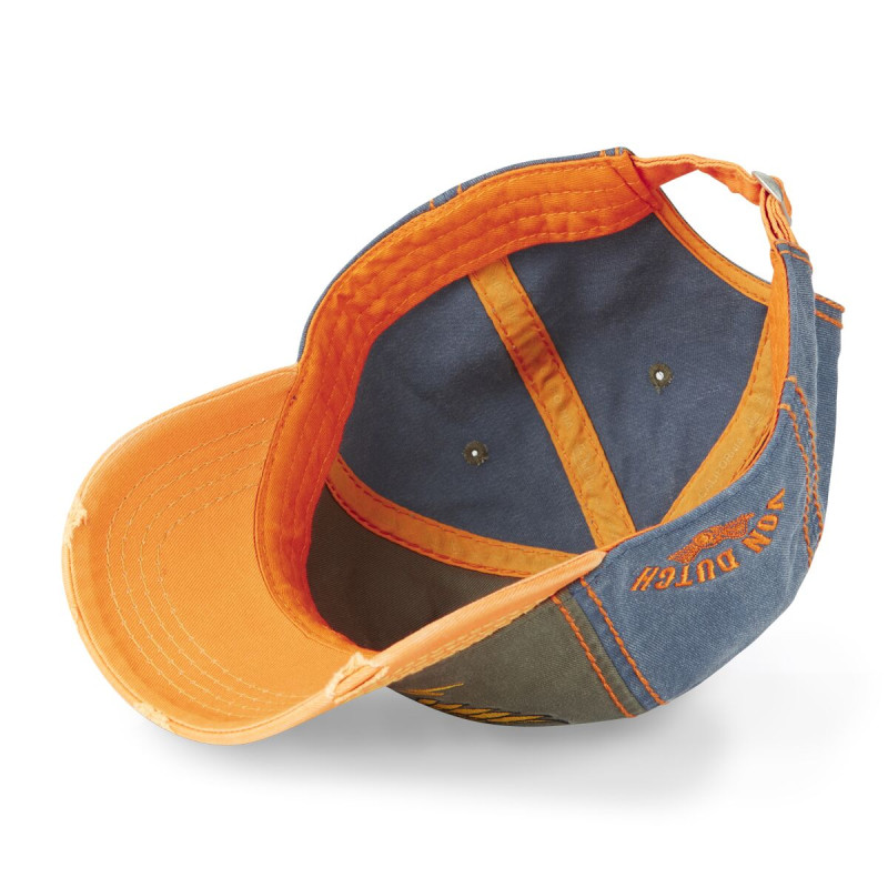 Casquette Vondutch Orange Baseball Strapback / Boucle en Denim effet Usé RETRO