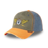 Casquette Vondutch Orange Baseball Strapback / Boucle en Denim effet Usé RETRO